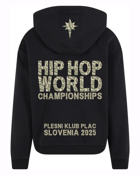PLAC SVETOVC črn hoodie + safari green print