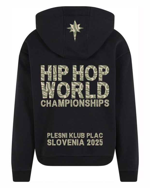 PLAC SVETOVC črn hoodie + safari green print