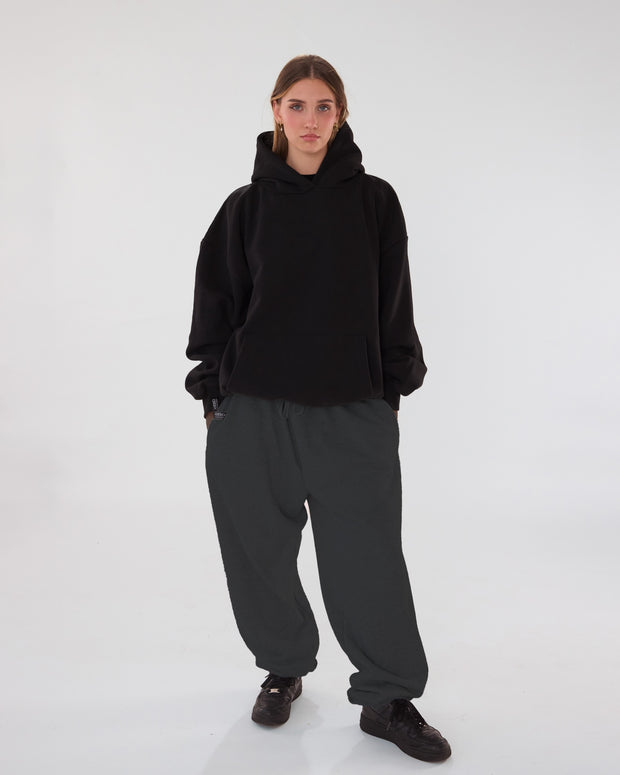 Kndrck široke bombažne hlače - antracit