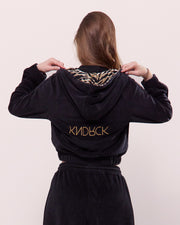KNDRCK pliš kapucar - black gold