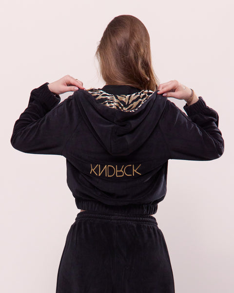 KNDRCK pliš kapucar - black gold