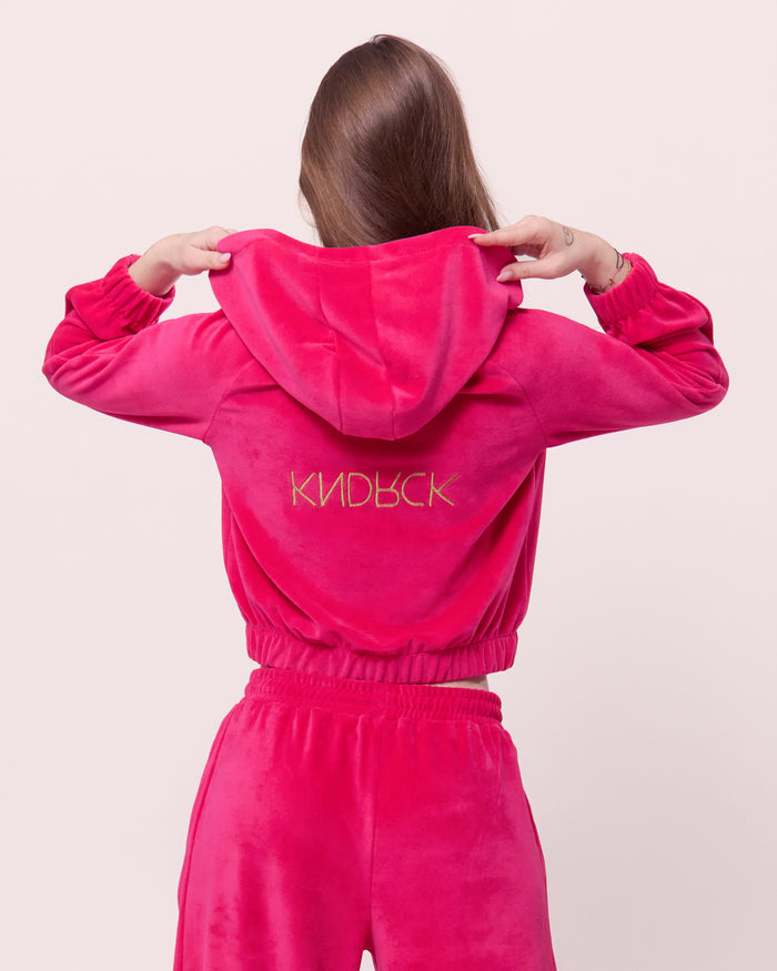 KNDRCK pliš kapucar - pink sass