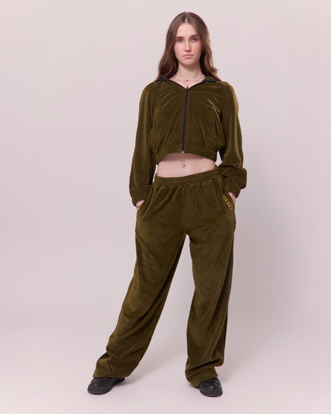 KNDRCK pliš kapucar - army green