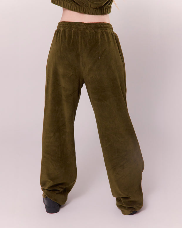 KNDRCK pliš hlače - army green
