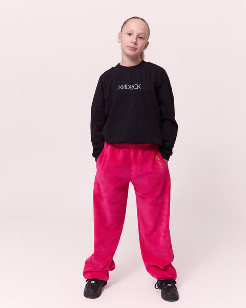 KNDRCK otroške pliš hlače - pink sass