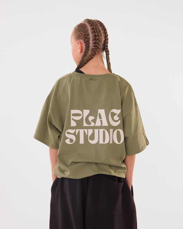 Plac studio kids - olivno zelena kratka majica