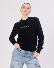 KNDRCK majica z dolgimi rokavi - črna