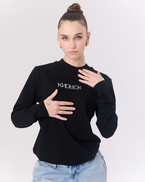 KNDRCK majica z dolgimi rokavi - črna