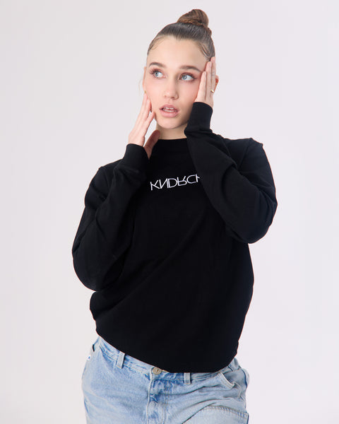 KNDRCK majica z dolgimi rokavi - črna