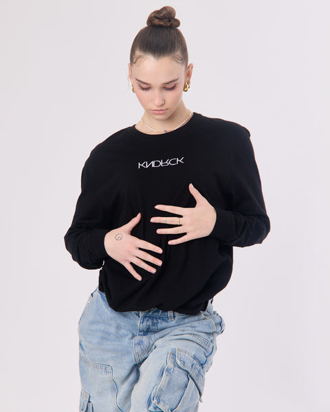 KNDRCK majica z dolgimi rokavi - črna