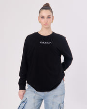 KNDRCK majica z dolgimi rokavi - črna