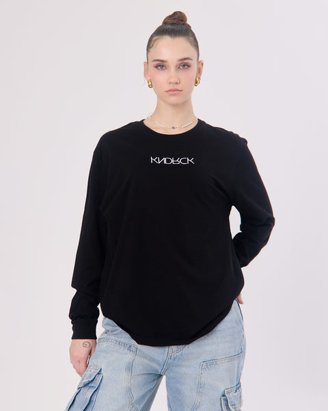 KNDRCK majica z dolgimi rokavi - črna