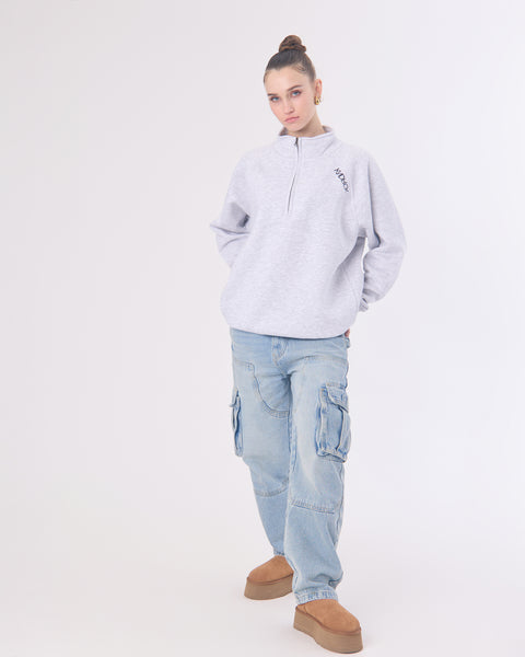KNDRCK pulover s polzadrgo - siv