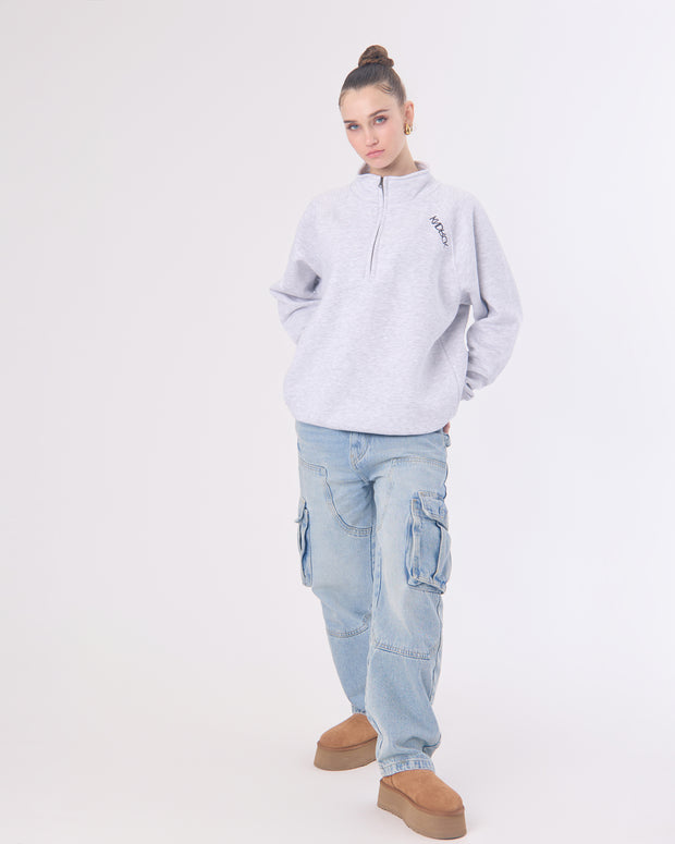 KNDRCK pulover s polzadrgo - siv